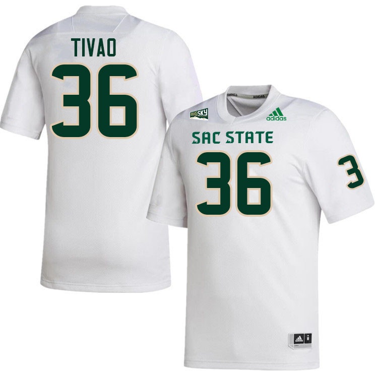 Sacramento State Hornets #36 James Tivao College Football Jerseys Stitched-White